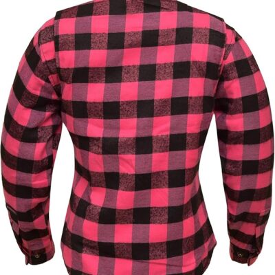 Women Flannel Shirt Pink Road Series Reinforced Flannel Motorcycle Shirt