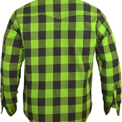 Kevlar Lined Performance Motorcycle Riding Long Sleeve Flannel Shirt W/T CE Level 1 armor – Green