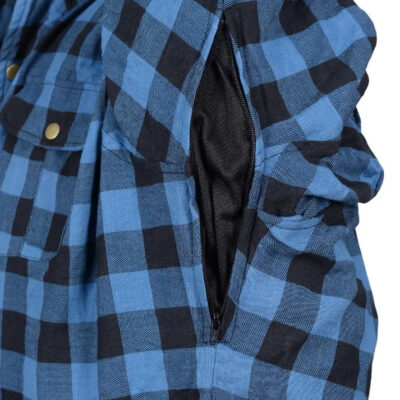 Men’s Motorcycle Riding Reinforced Flannel Shirt Road Series Blue