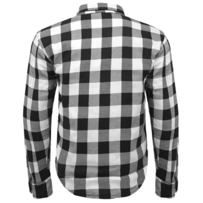 Men’s Motorcycle Riding Reinforced Flannel Shirt Road Series Black & White
