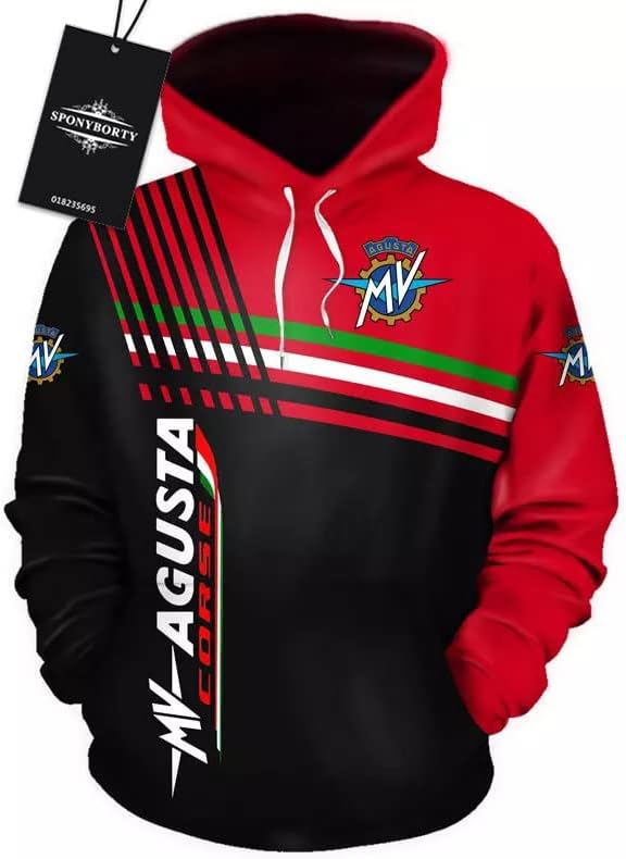 MV Agusta Black White Zip Up Hoodie