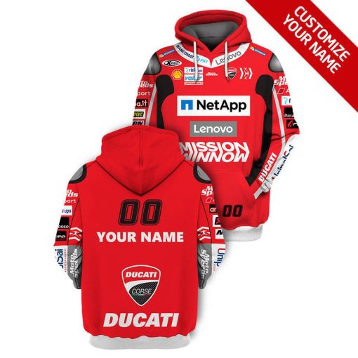 Ducati Custom Name Number Team Racing Pullover Hoodie