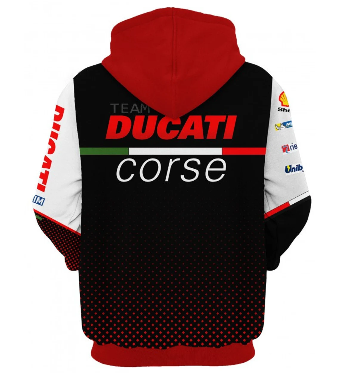 Ducati White Black Red Pullover Hoodie - Image 2