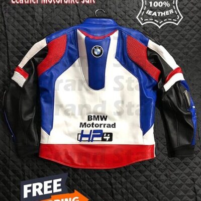 BMW Motorcycle Blue & White Racing Leather Jacket