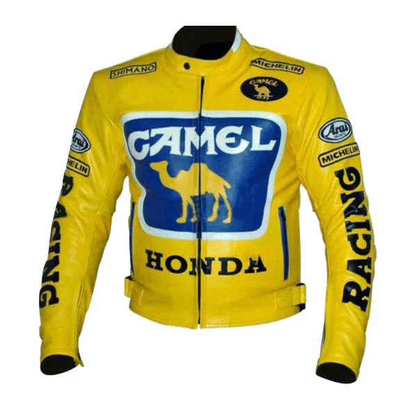 Honda Camel Leather Motorcycle Racing Jacket