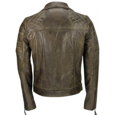 Brown Biker Style Cow-hide Leather Jacket