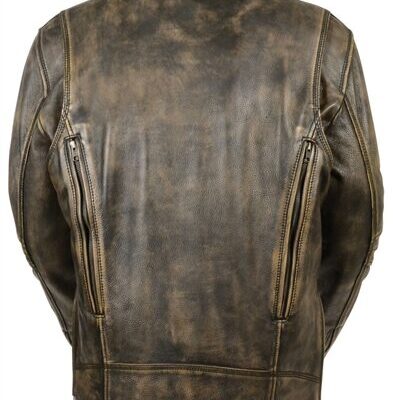 Beltless Brown Cow-Hide Leather Fashion Jacket