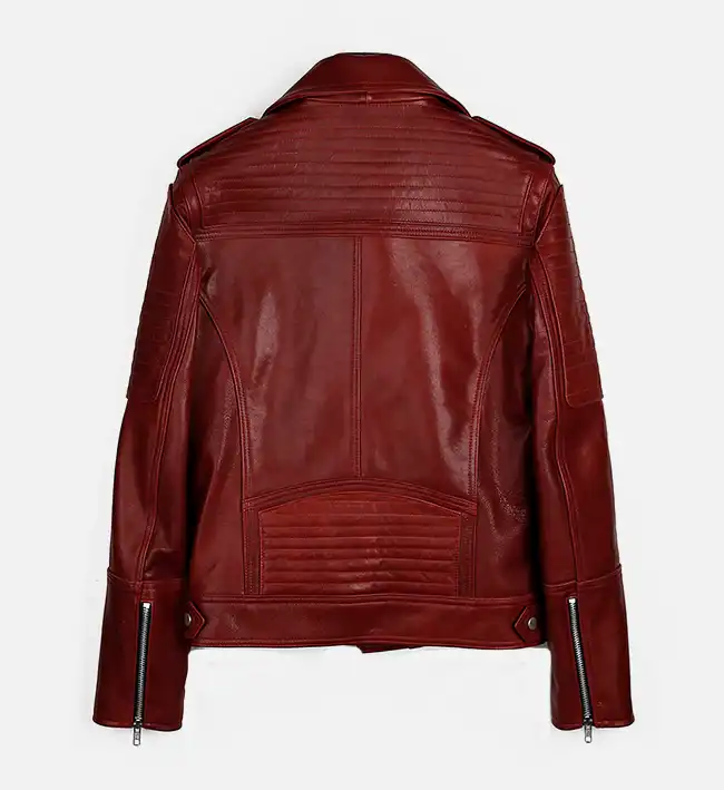 Men’s Red Runway Biker Leather Jacket - Image 2