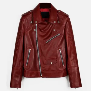 Men’s Red Runway Biker Leather Jacket